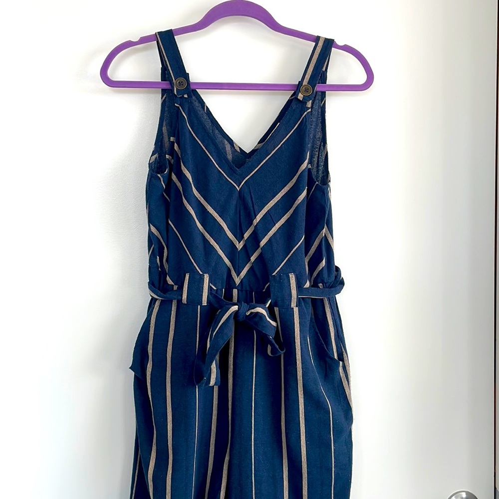 Navy striped jumpsuit